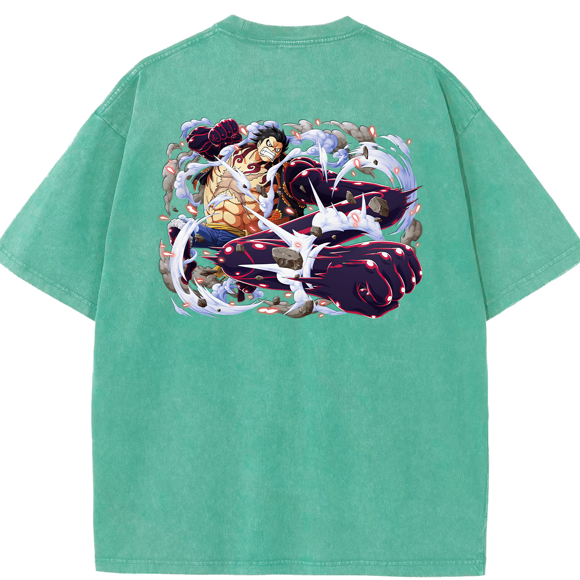 ワンピース モンキー・D・ルフィ ONE PIECE Monkey D. Luffy 綿100% ヴィンテージ風 半袖Tシャツ（背面プリント）